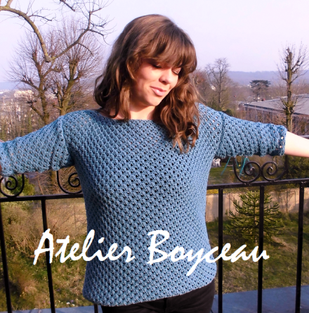 Cotton lace drop-sleeve summer jumper