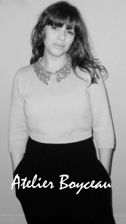 Handmade cotton jumper with beaded collar