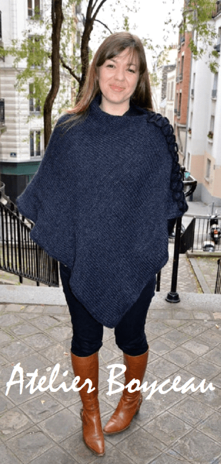 Dark Grey Alpaca Poncho with Side Detail